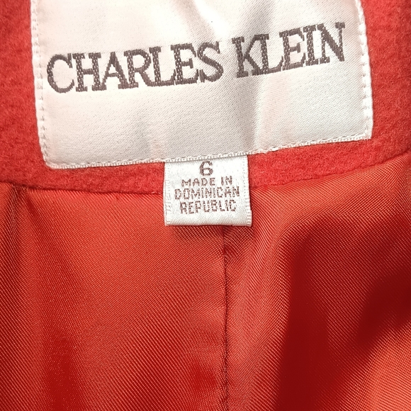 CHARLES KLEIN Orange Long Coat Size 6 - Picture 5 of 14